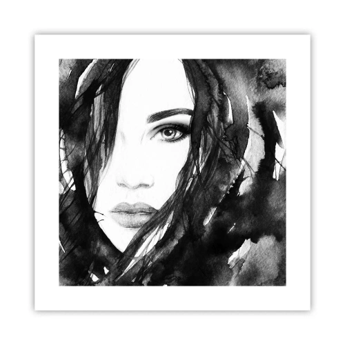 Poster - Ritratto di donna in bianco e nero - 40x40 cm