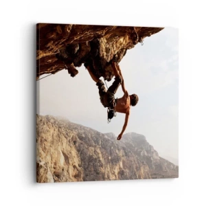 Quadro su tela - Stampe su Tela - Il mondo ristretto in una mano sul bordo del masso - 30x30 cm