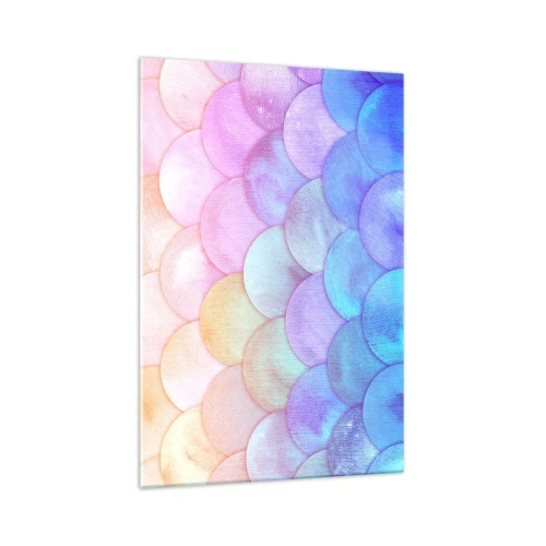 Quadro su vetro - Scale astratte in tonalità pastello - 70x100cm - Scaglie perlate - Decorazione murale moderna per soggiorno e camera da letto ARTTOR