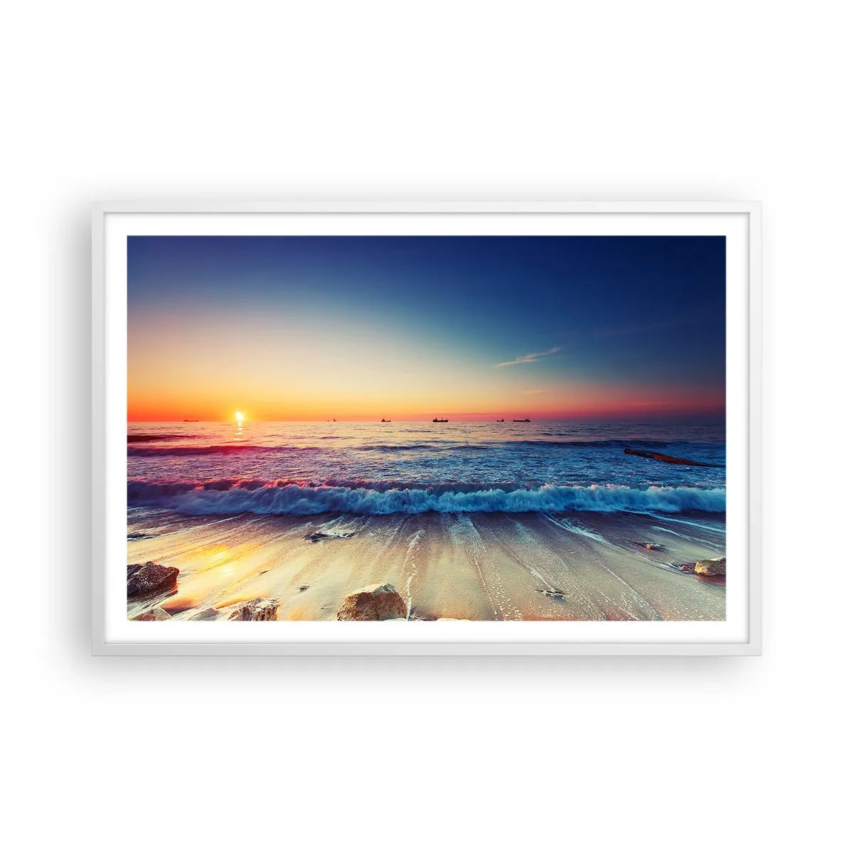 Poster in cornice bianca - Cosa c'è dietro l'orizzonte? - 91x61 cm