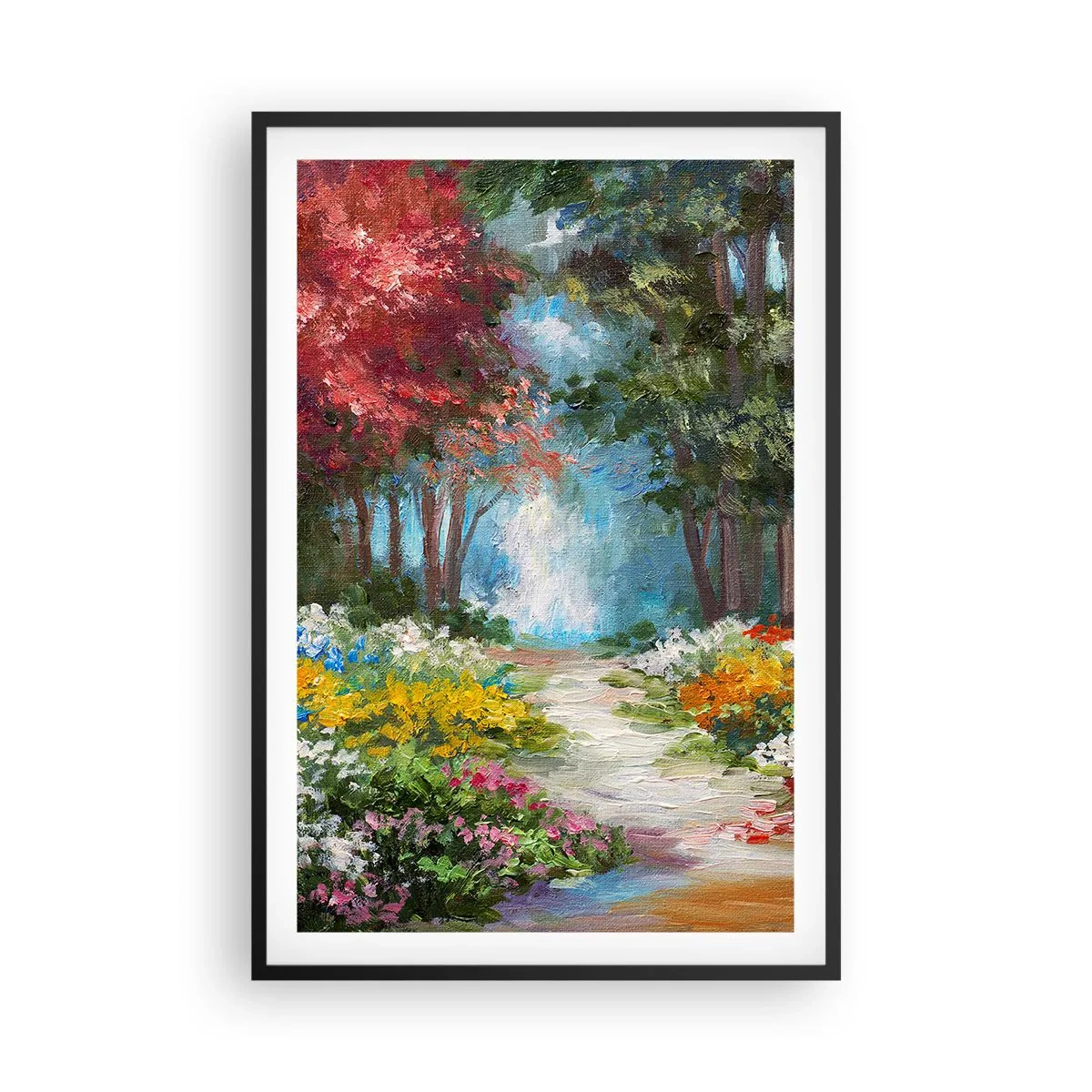Poster in cornice nera - Il giardino del bosco d'aprile - 61x91 cm