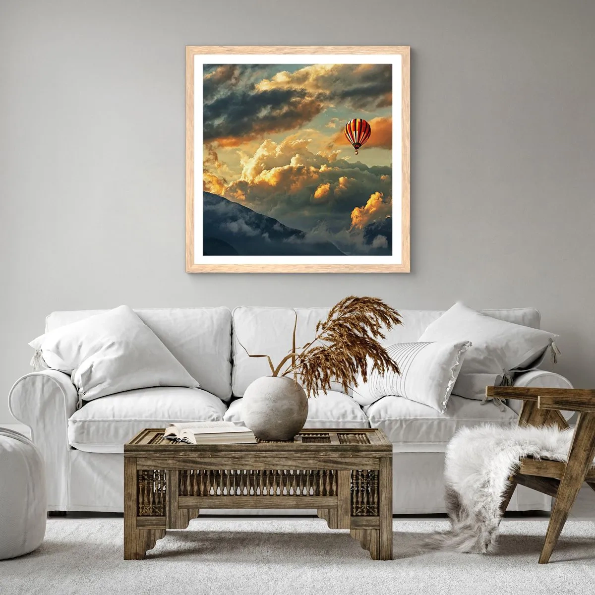 Poster in cornice rovere chiaro - Volo perché voglio - 60x60 cm