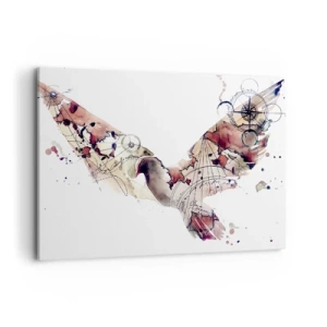 Quadro su tela - Stampe su Tela - Sagoma artistica di uccello con motivi geometrici - 100x70cm - Viandante nell'aria - Decorazione murale moderna per soggiorno e camera da letto ARTTOR