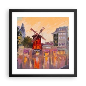 Poster in cornice nera - Le icone di Parigi: il Moulin Rouge - 40x40 cm