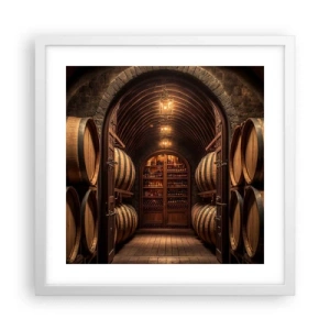 Poster in cornice bianca - L'atmosfera della cantina - 40x40 cm