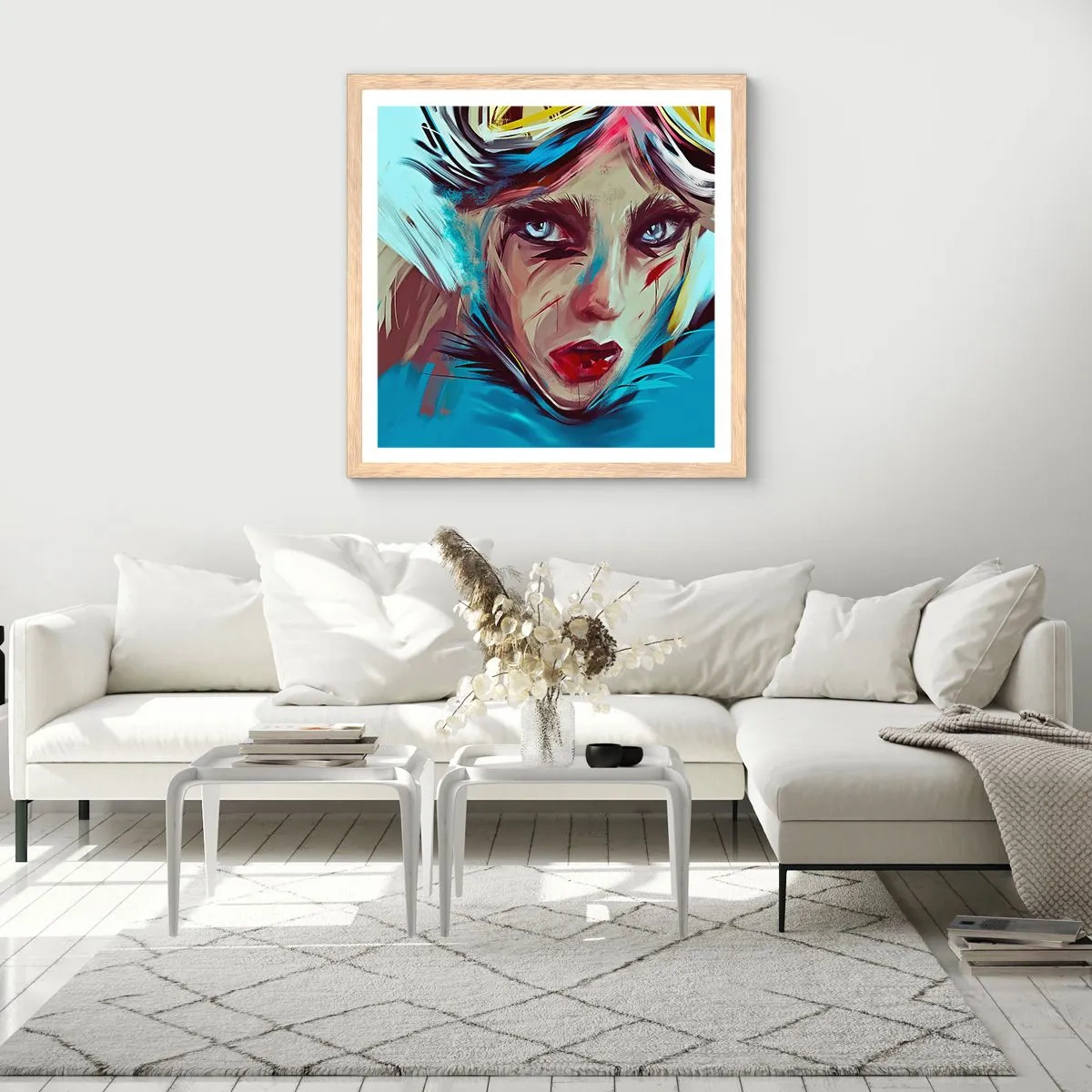 Poster in cornice rovere chiaro - La guerriera della strada - 60x60 cm