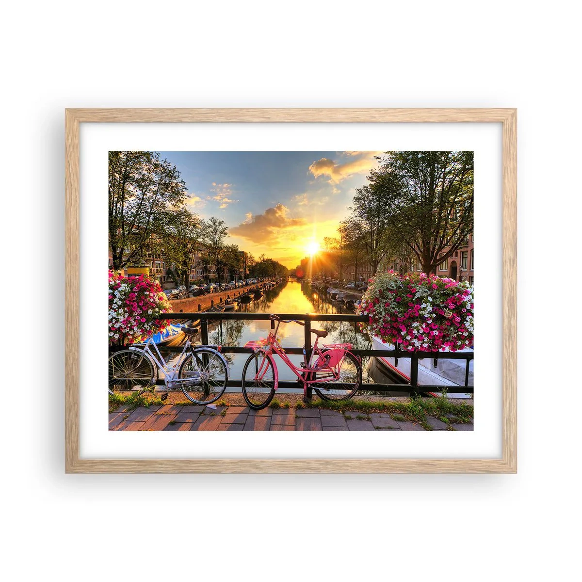 Poster in cornice rovere chiaro - Mattino di primavera ad Amsterdam - 50x40 cm