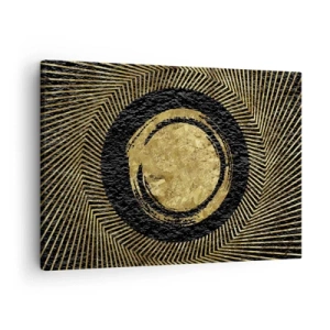 Quadro su tela - Stampe su Tela - Composizione geometrica in nero e oro con raggi - 70x50cm - Composizione glamour - Decorazione murale moderna per soggiorno e camera da letto ARTTOR