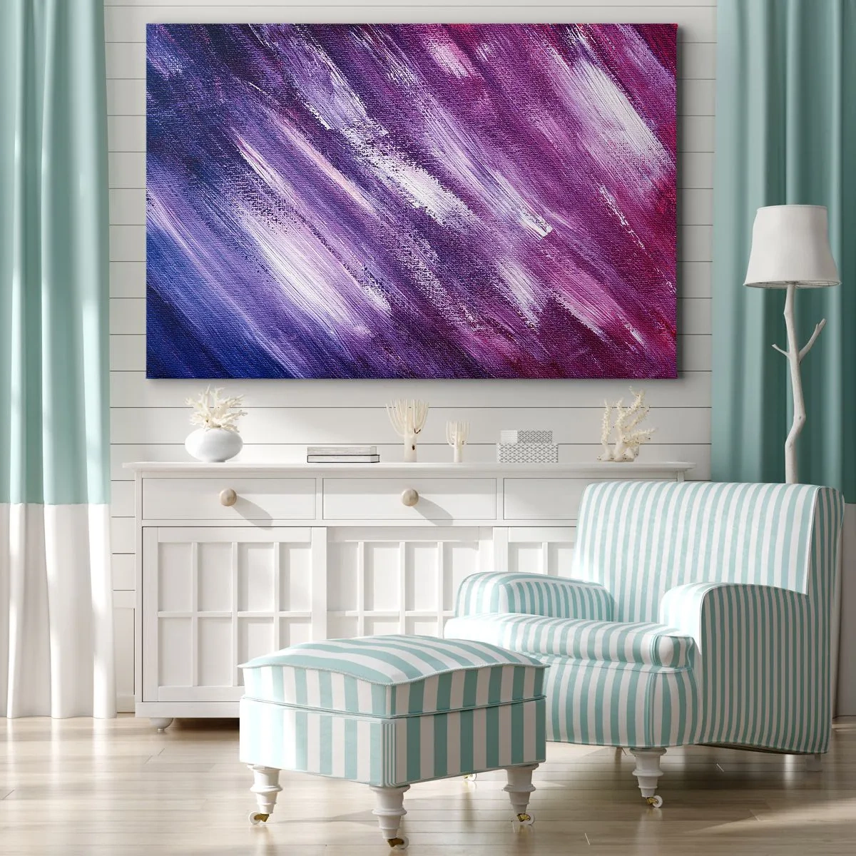 Quadro su tela - Stampe su Tela - Pennellate astratte nei toni del viola e del rosa - 70x50cm - Quando soffia il vento solare - Decorazione murale moderna per soggiorno e camera da letto ARTTOR