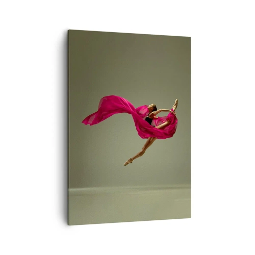 Quadro su tela - Stampe su Tela - Ballerina in posa dinamica con tessuto rosa - 50x70cm - Fiamma danzante - Decorazione murale moderna per soggiorno e camera da letto ARTTOR