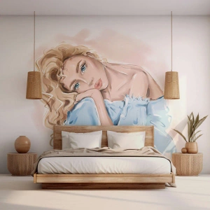 Fotomurali Standard Eco - Sognante nel blu - Donna, Moda, Grafica - 400x280 cm