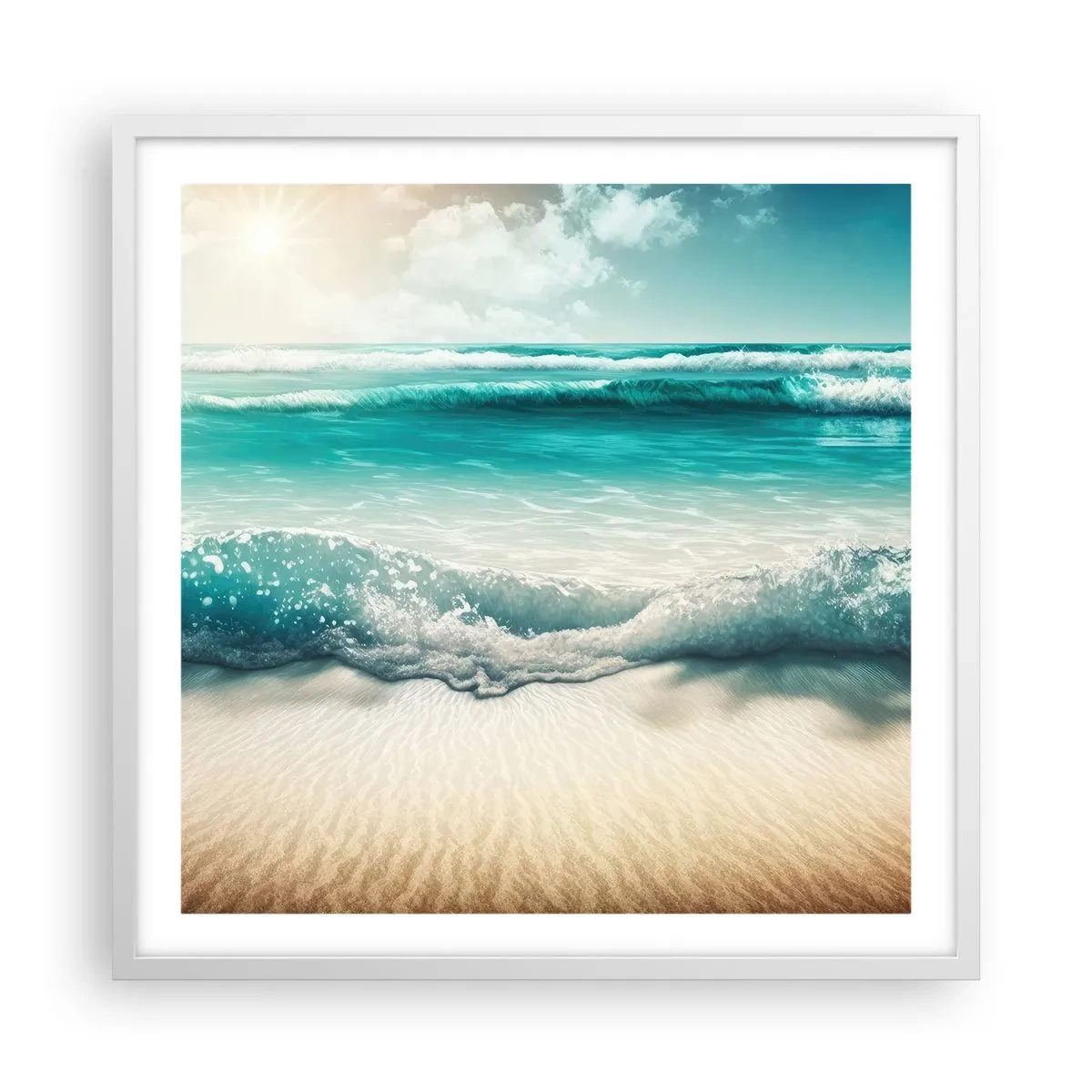 Poster in cornice bianca - La calma dell'oceano - 60x60 cm