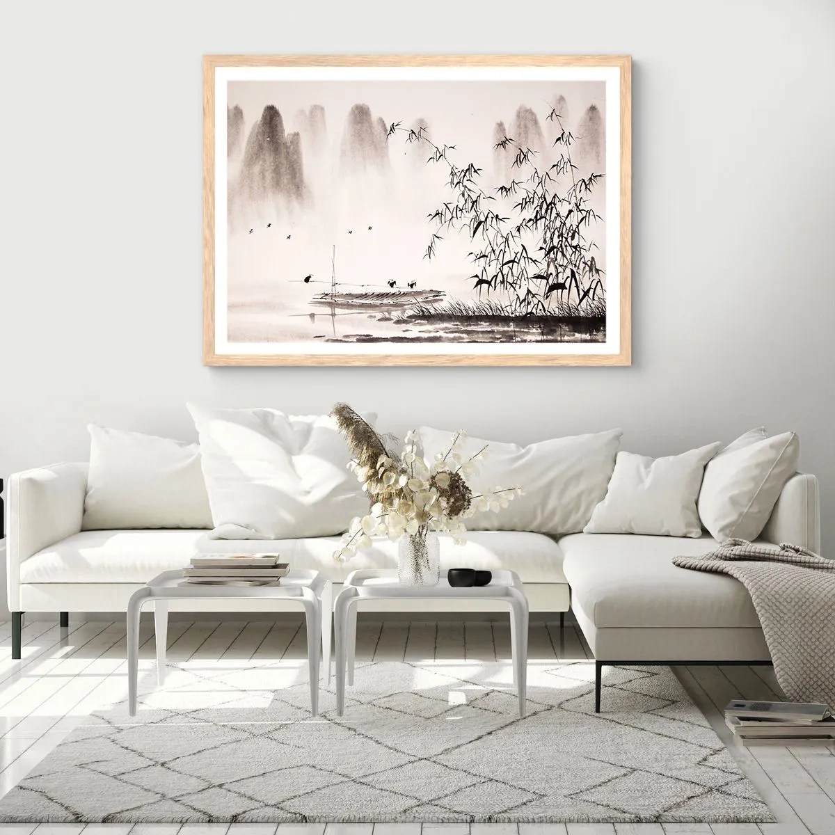 Poster in cornice rovere chiaro - Il silenzio dei campi di riso - 91x61 cm