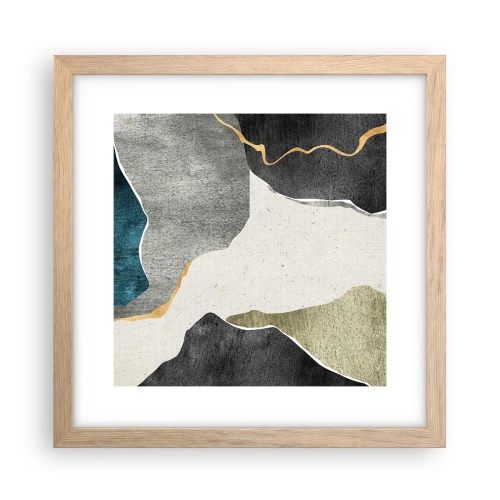 Poster in cornice rovere chiaro - Composizione mosaico con filo d'oro - 30x30 cm