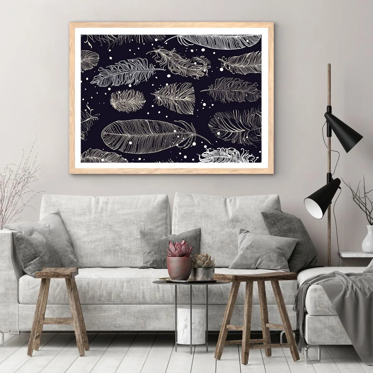 Poster in cornice rovere chiaro - Pizzo piumato - 40x30 cm