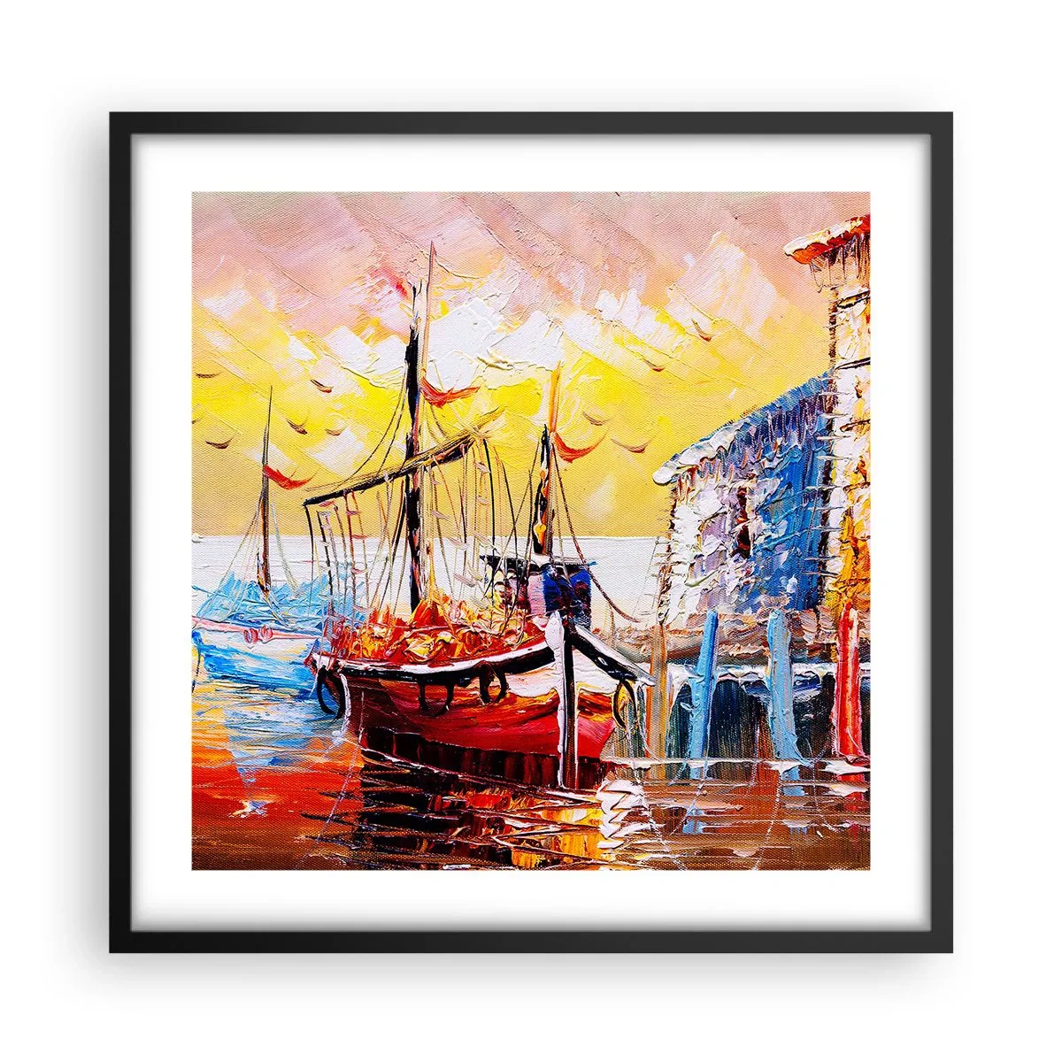 Poster in cornice nera - Ritorno felice - 50x50 cm