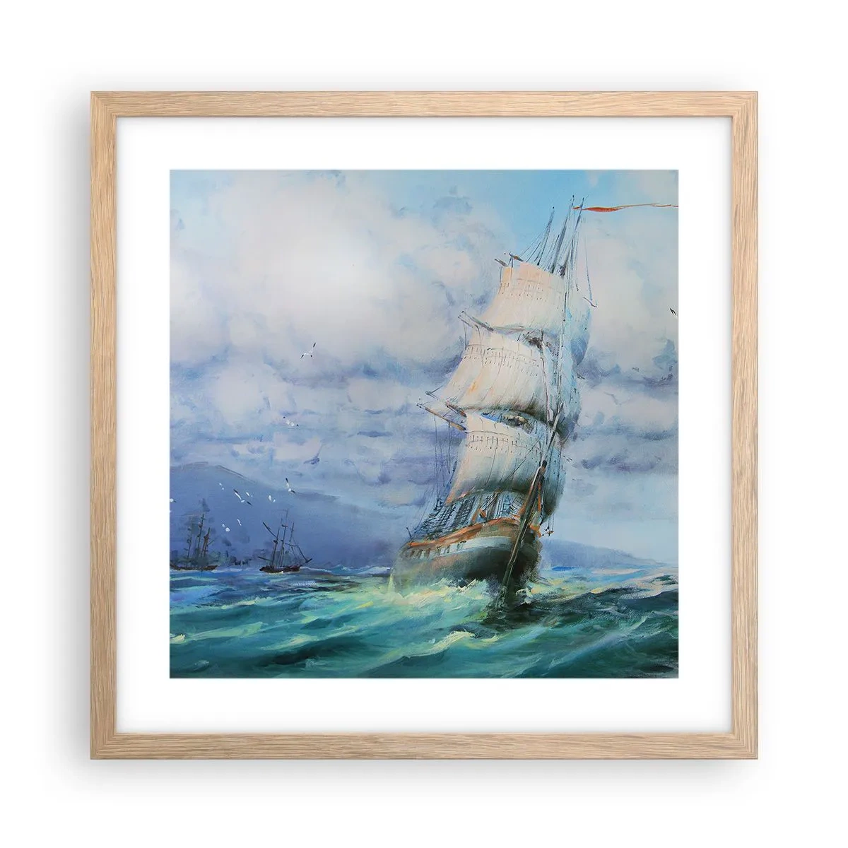 Poster in cornice rovere chiaro - Con il vento in favore - 40x40 cm