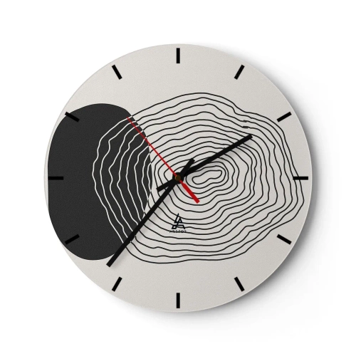Orologio da parete - Orologio in Vetro - Linee astratte che formano motivi concentrici su uno sfondo chiaro. - 30x30cm - Durata e vibrazione - Decorazione murale moderna per soggiorno, cucina e camera da letto ARTTOR