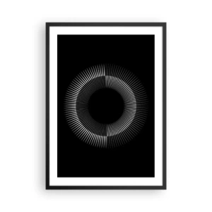 Poster in cornice nera - Una composizione affascinante di un cerchio luminoso su uno sfondo nero. - 50x70cm - Sole nero - Decorazione murale moderna per soggiorno e camera da letto ARTTOR