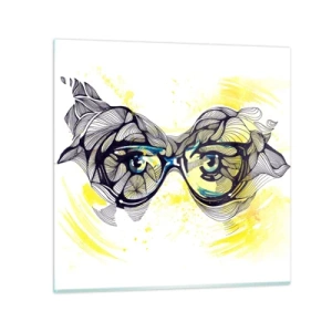 Quadro su vetro - Attraverso gli occhiali blu - 60x60 cm