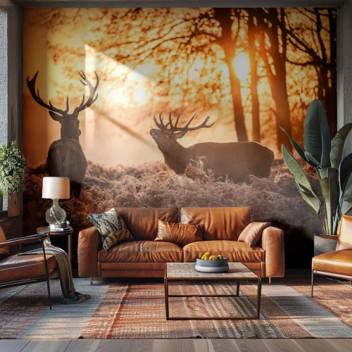 Fotomurali Standard Eco - Il sogno del cacciatore - Paesaggio, Cervo, A caccia - 200x140 cm