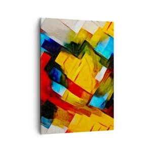 Quadro su tela - Stampe su Tela - Composizione geometrica astratta in colori vivaci - 50x70cm - Intreccio multicolore - Decorazione murale moderna per soggiorno e camera da letto ARTTOR