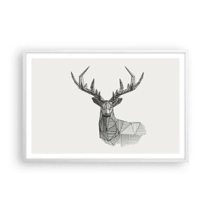 Poster in cornice bianca - Cervo in stile cubista - 91x61 cm