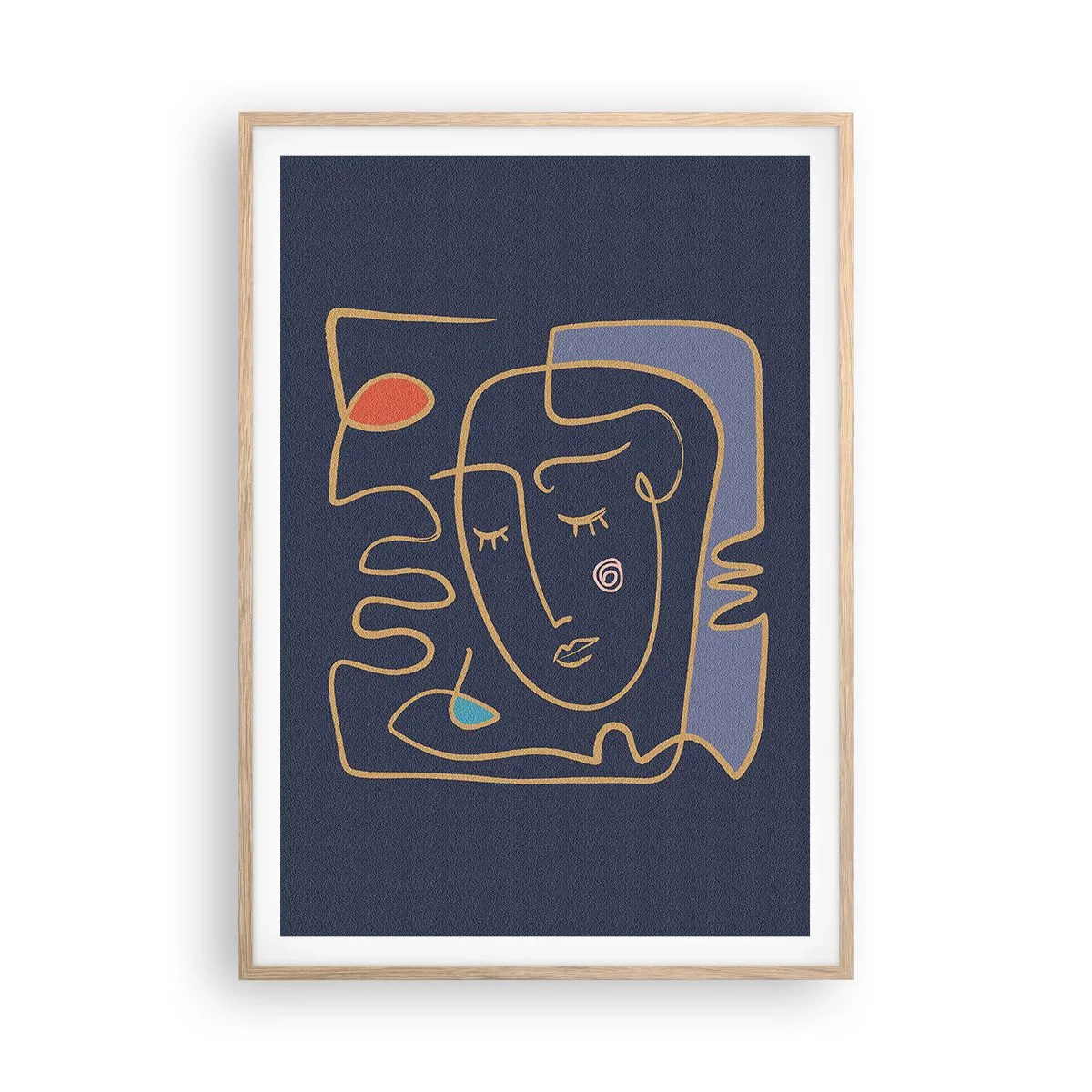 Poster in cornice rovere chiaro - Pensierosa - 70x100 cm