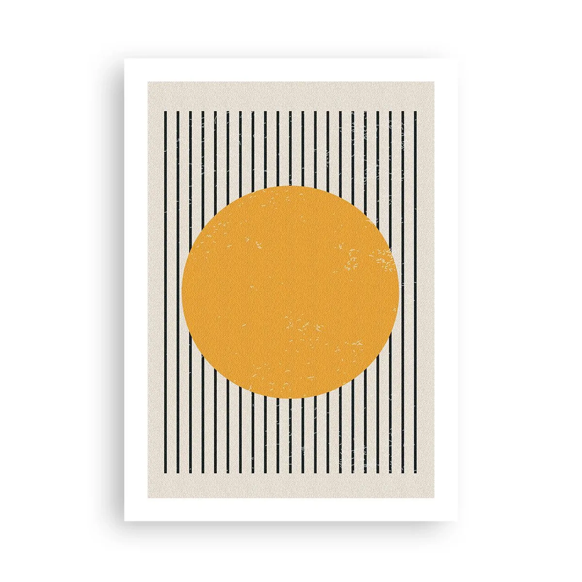 Poster - Composizione geometrica con cerchio arancione e linee - 50x70cm - La forza della semplicità - Decorazione murale moderna per soggiorno e camera da letto ARTTOR