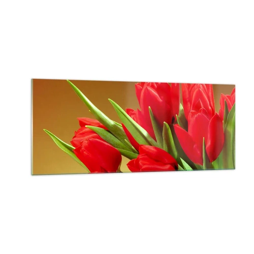 Quadro su vetro - Un mazzo di gioia primaverile - 100x40 cm
