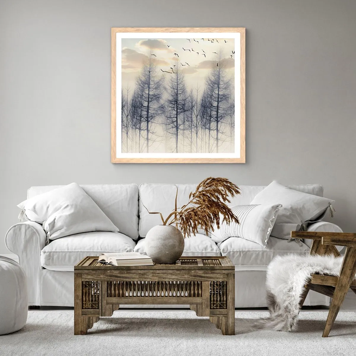 Poster in cornice rovere chiaro - Lo spirito della foresta - 60x60 cm