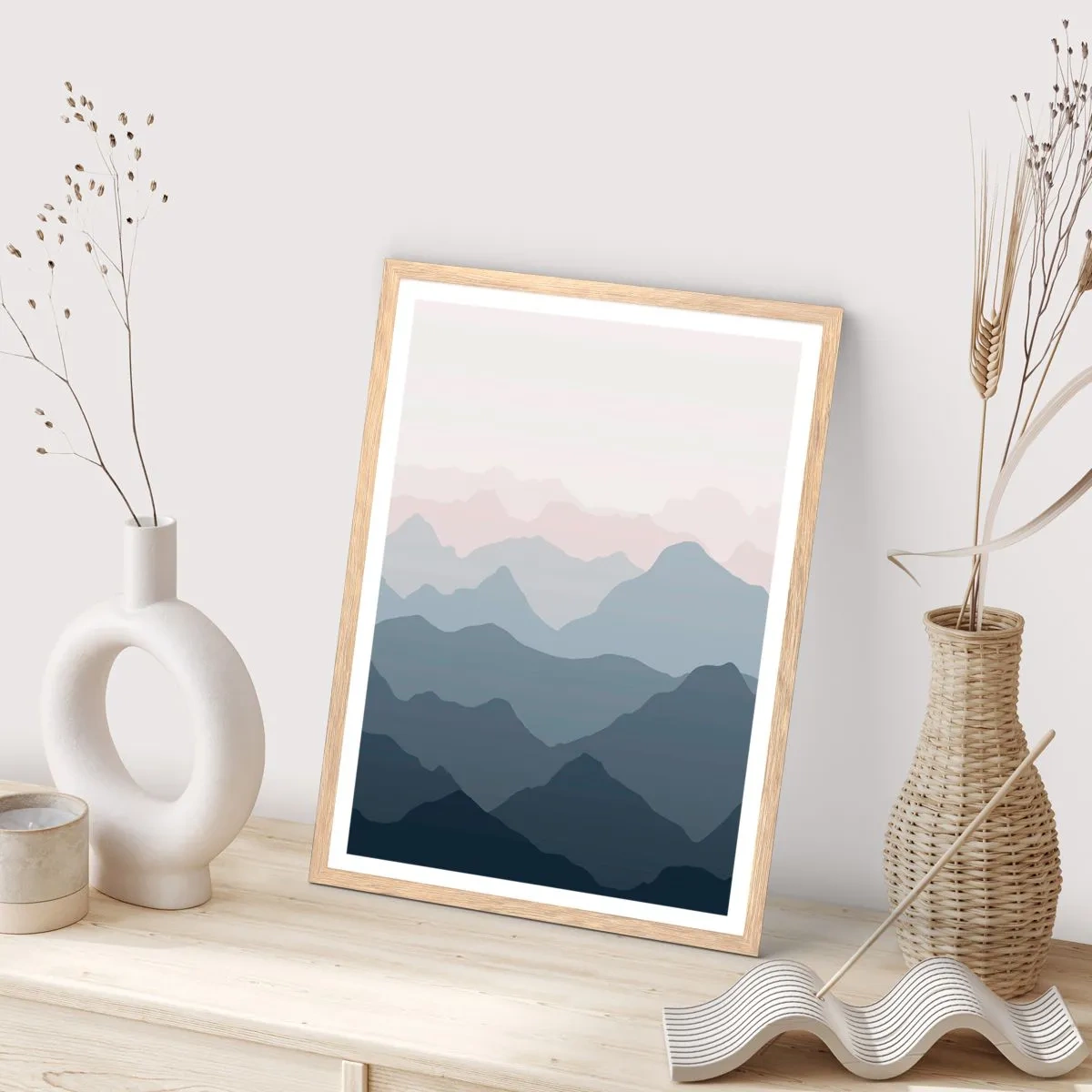 Poster in cornice rovere chiaro - Le onde dei monti - 70x100 cm
