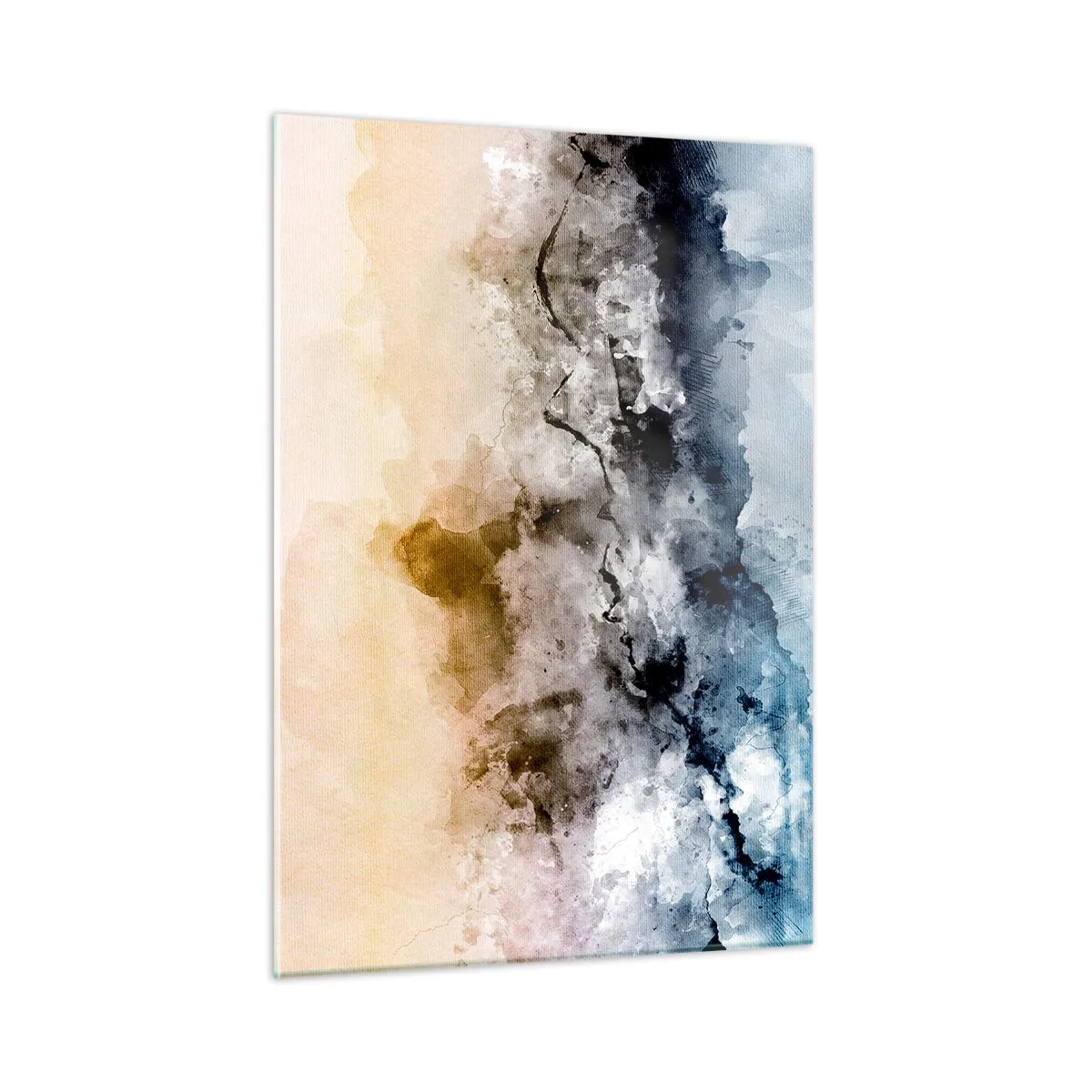 Quadro su vetro - Paesaggio astratto in tonalità pastello con nebbia - 50x70cm - Immersi in una nuvola di nebbia - Decorazione murale moderna per soggiorno e camera da letto ARTTOR