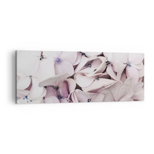 Quadro su tela - Stampe su Tela - Delicate ortensie bianche in tonalità pastello - 140x50cm - Un'alluvione di fiori - Decorazione murale moderna per soggiorno e camera da letto ARTTOR
