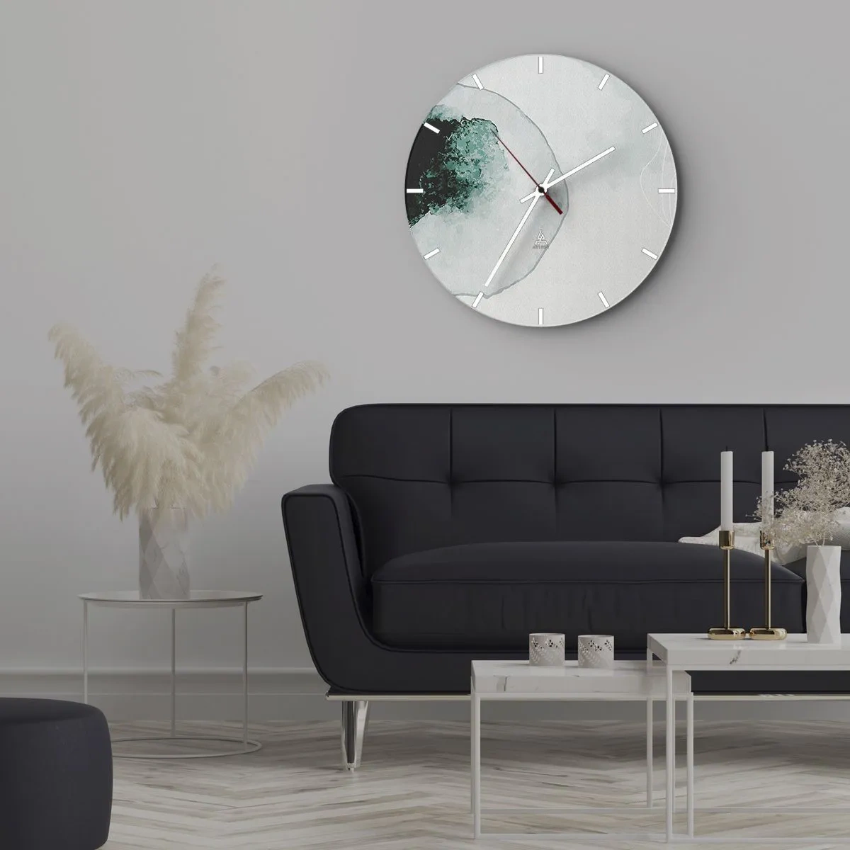 Orologio da parete - Orologio in Vetro - Una composizione artistica che ricorda una goccia d'acqua con vegetazione - 30x30cm - In una goccia d'acqua - Decorazione murale moderna per soggiorno, cucina e camera da letto ARTTOR