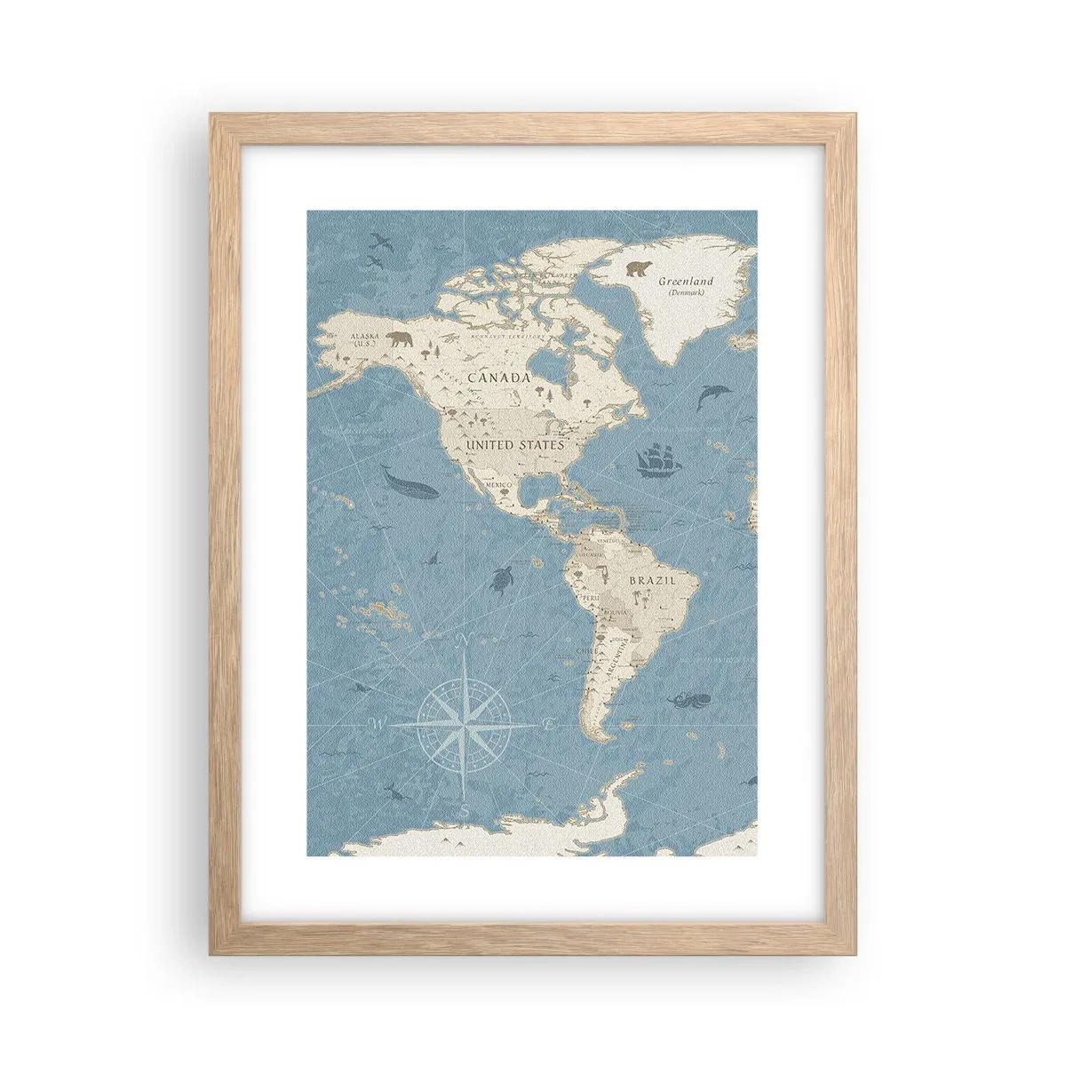 Poster in cornice rovere chiaro - Il mondo a portata di mano - 30x40 cm