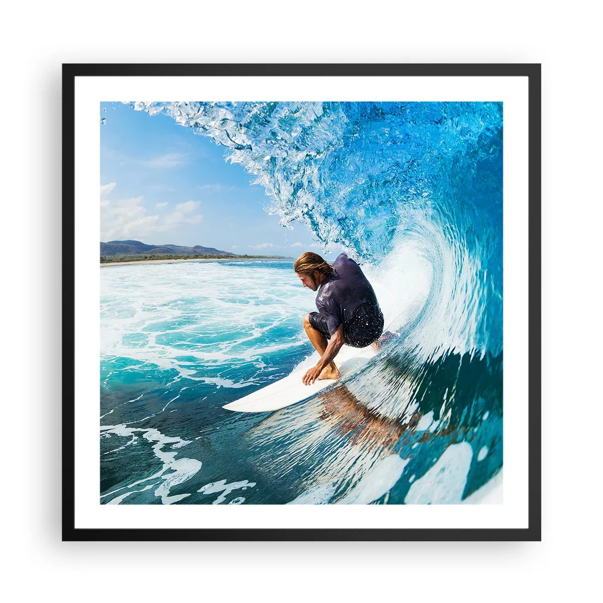 Poster in cornice nera - Ballando con le onde - 60x60 cm