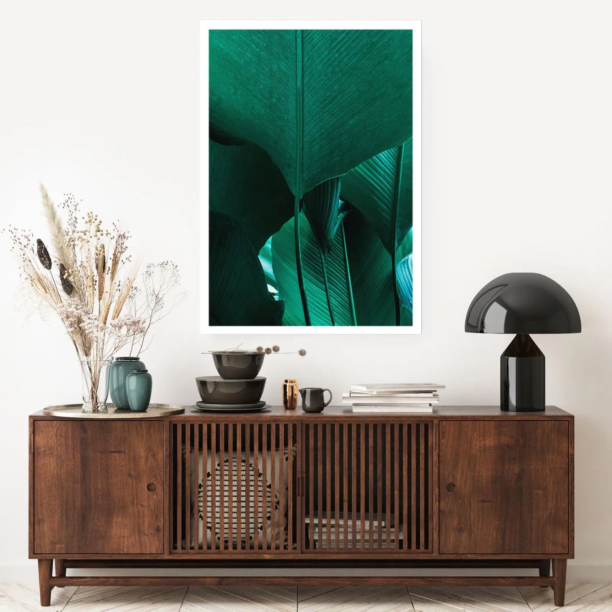 Poster - Primo piano di grandi foglie verdi che ne mostrano la struttura e la consistenza. - 50x70cm - Verso la luce - Decorazione murale moderna per soggiorno e camera da letto ARTTOR