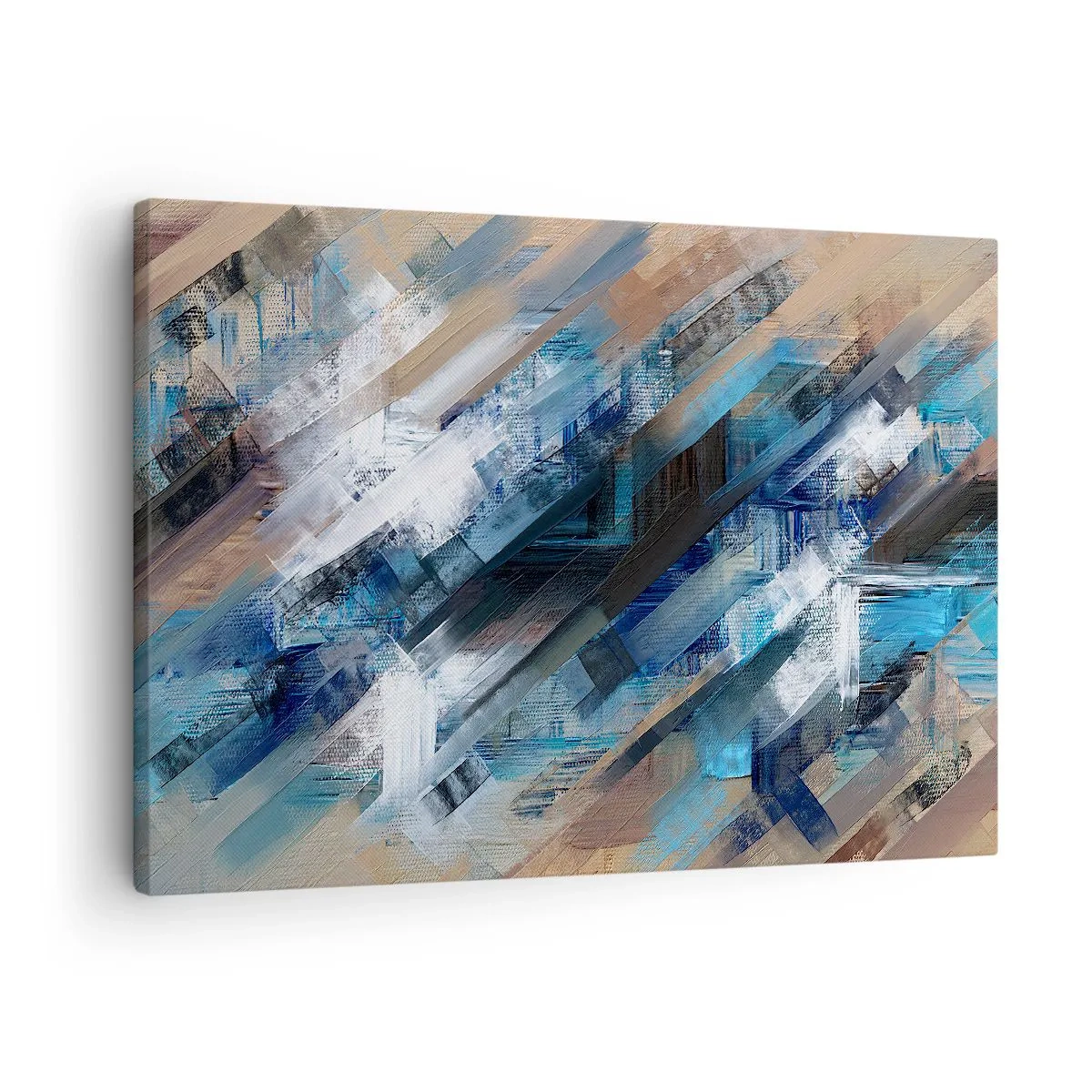 Quadro su tela - Stampe su Tela - Composizione astratta con linee diagonali blu - 70x50cm - Sulla diagonale blu - Decorazione murale moderna per soggiorno e camera da letto ARTTOR