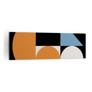 Quadro su tela - Stampe su Tela - Motivo geometrico con forme colorate su sfondo nero - 160x50cm - Composizione di figure - Decorazione murale moderna per soggiorno e camera da letto ARTTOR