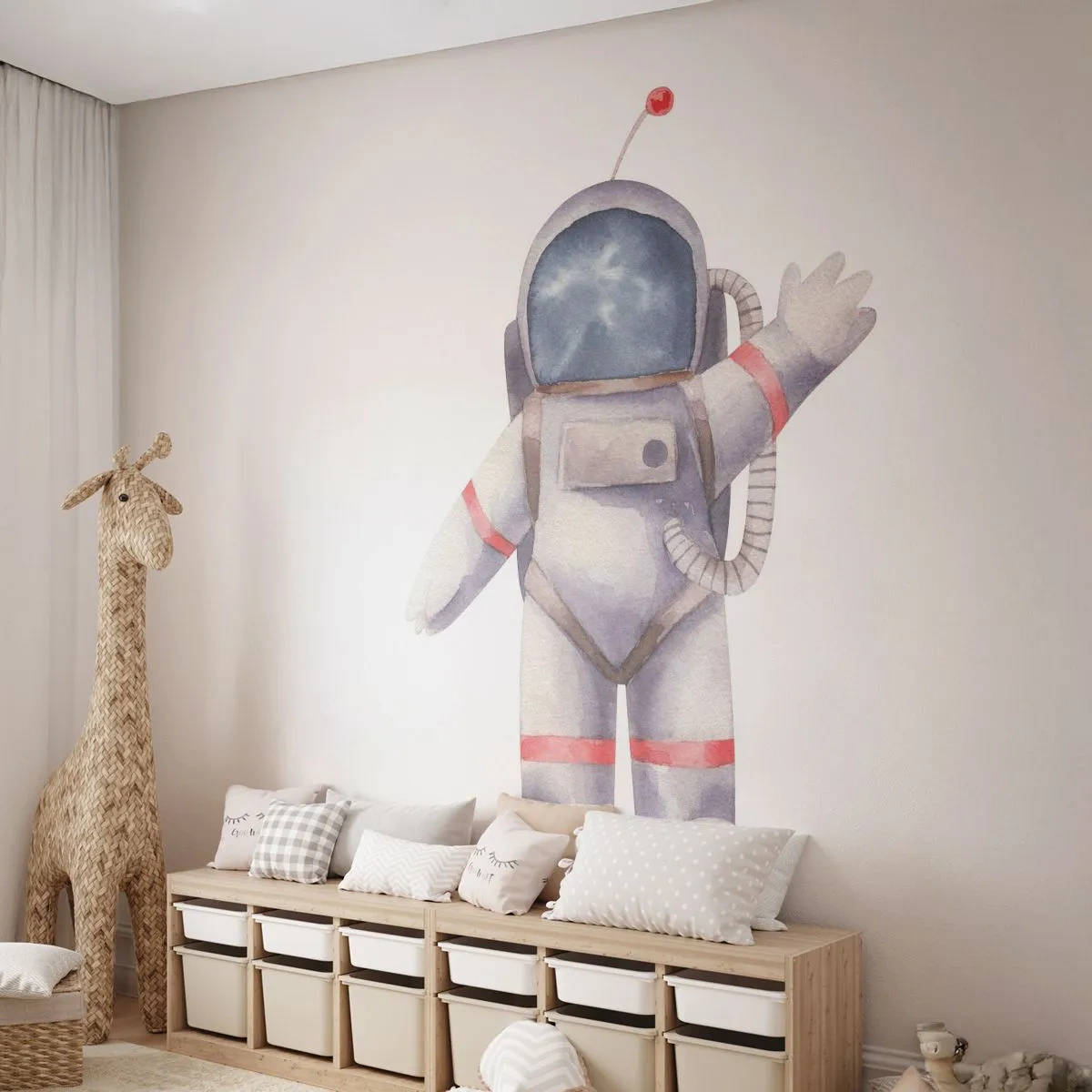 Fotomurali Premium Sand - Ci vediamo! - Astronauta, Bambini, Minimalismo - 200x140 cm