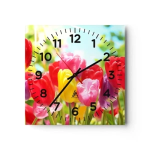 Orologio da parete - Orologio in Vetro - Eccoci, i colori di maggio! - 30x30 cm
