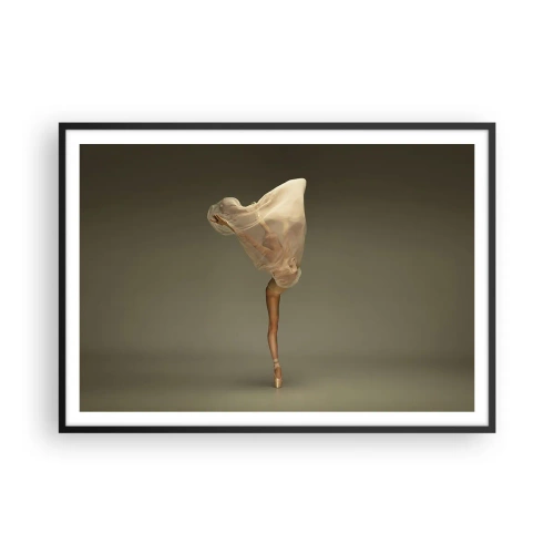 Poster in cornice nera - Una ballerina che fluttua nell'aria con il tessuto - 100x70cm - Adesso vola via - Decorazione murale moderna per soggiorno e camera da letto ARTTOR