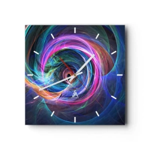 Orologio da parete - Orologio in Vetro - Un vortice astratto di colori nelle tonalità del viola, del rosa e del blu. - 30x30cm - Dove mi porti? - Decorazione murale moderna per soggiorno e camera da letto ARTTOR