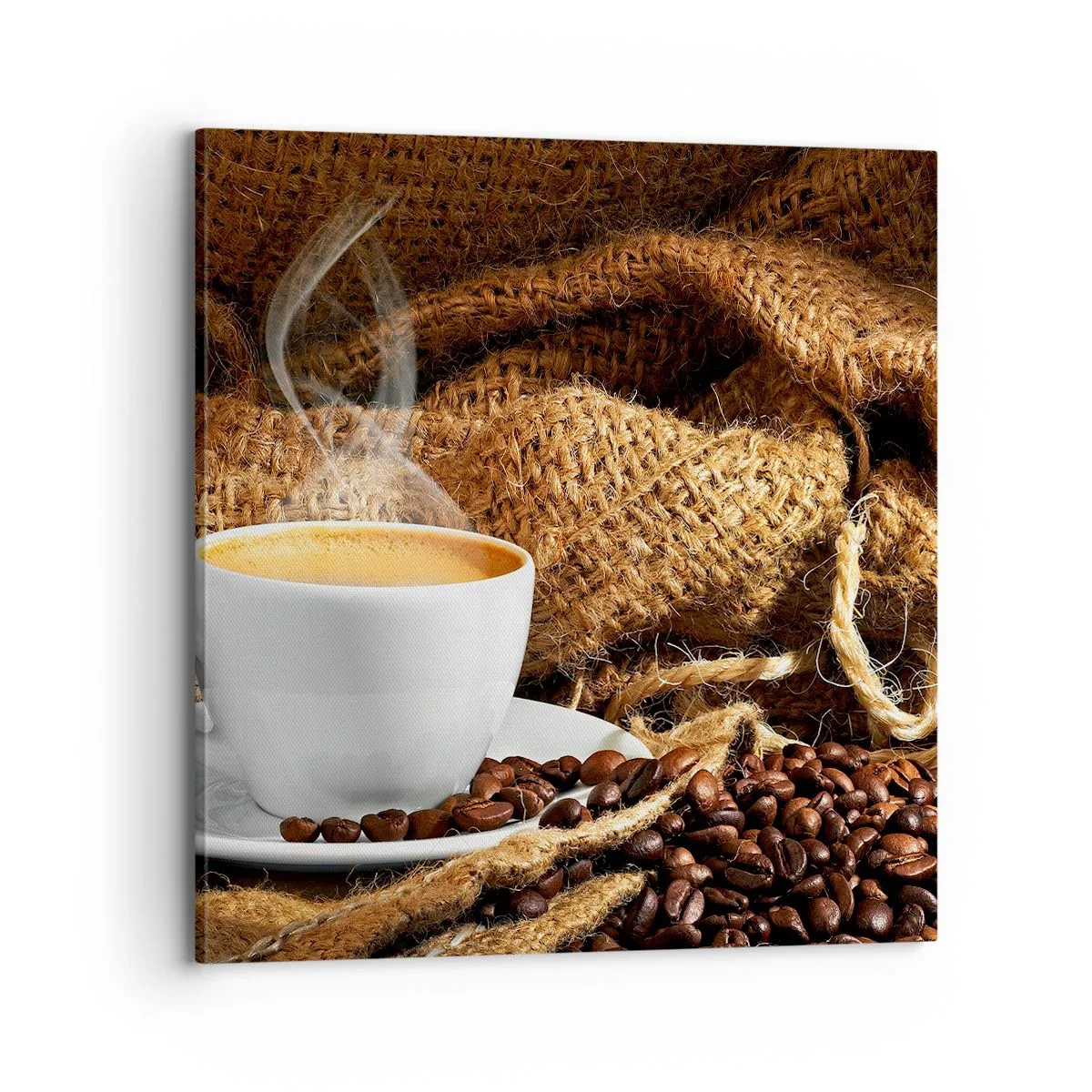 Quadro su tela - Stampe su Tela - L'odore di caffè con la schiuma del colore del miele - 70x70 cm