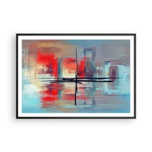 Poster in cornice nera - Una composizione astratta con colori intensi, linee e forme geometriche. - 100x70cm - Paesaggio in una dimensione sconosciuta - Decorazione murale moderna per soggiorno e camera da letto ARTTOR