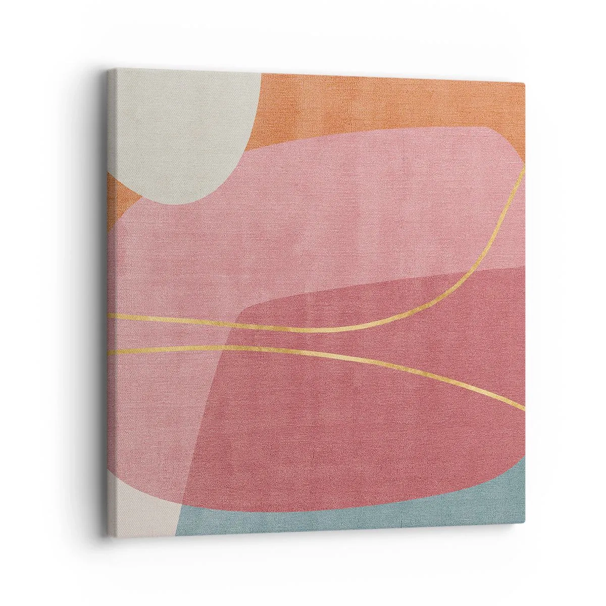 Quadro su tela - Stampe su Tela - Composizione pastello con filo dorato - 30x30 cm