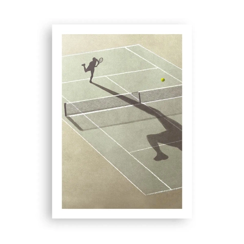 Poster - Un tennista in servizio in campo - 50x70cm - Sconfiggere se stesso - Decorazione murale moderna per soggiorno e camera da letto ARTTOR