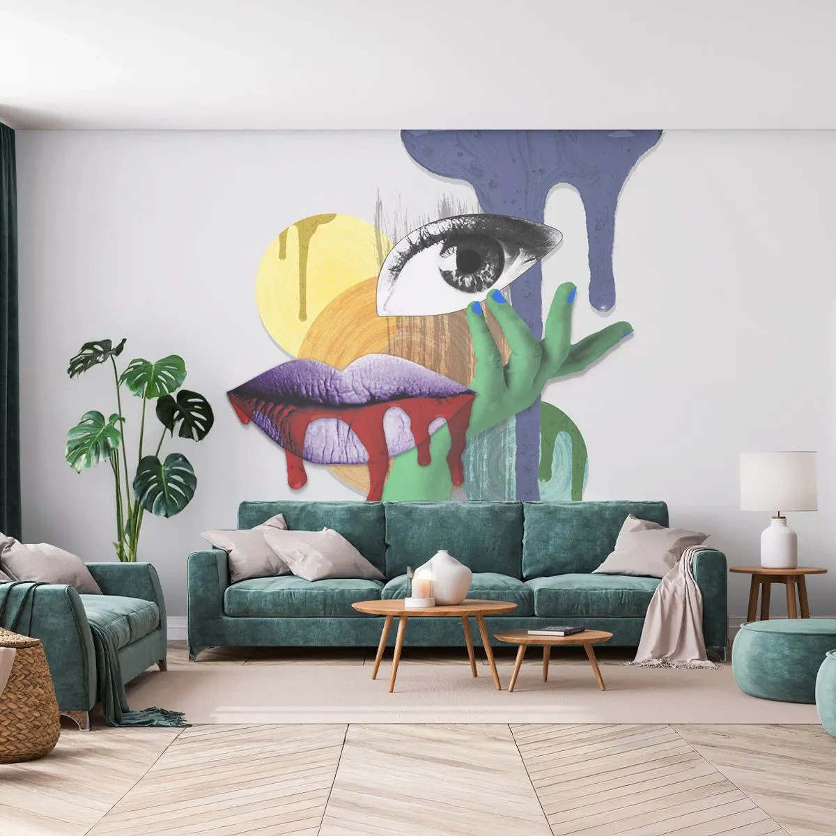 Fotomurali Premium Canvas - Ritratto decostruito con elementi astratti - 100x70cm - Ritratto disintegrato - Decorazione murale moderna per soggiorno e camera da letto ARTTOR