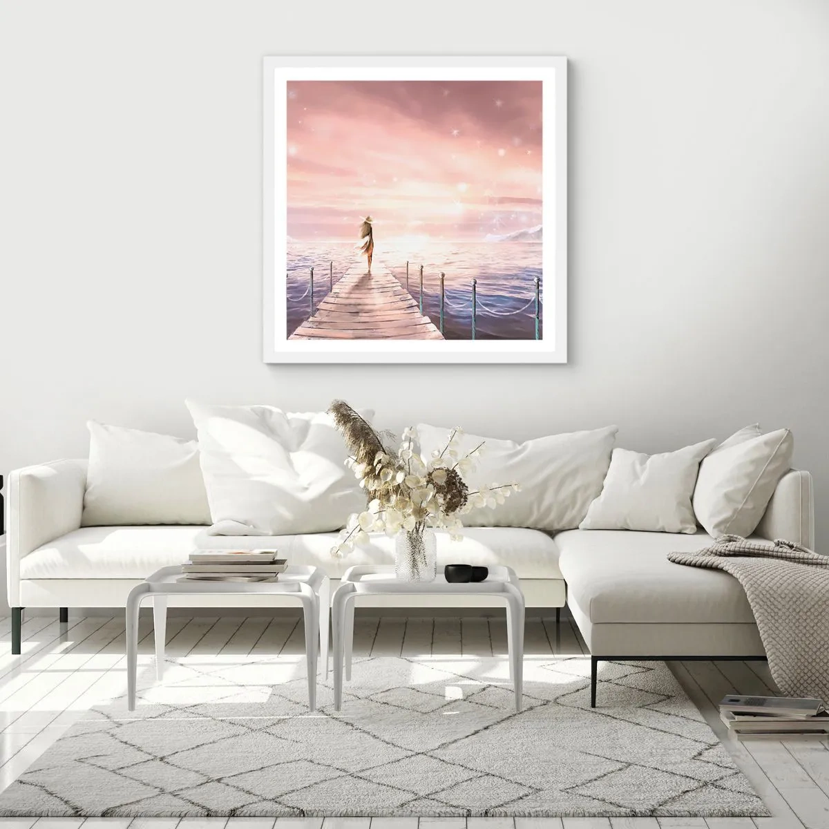 Poster in cornice bianca - Alla luce del sogno - 60x60 cm